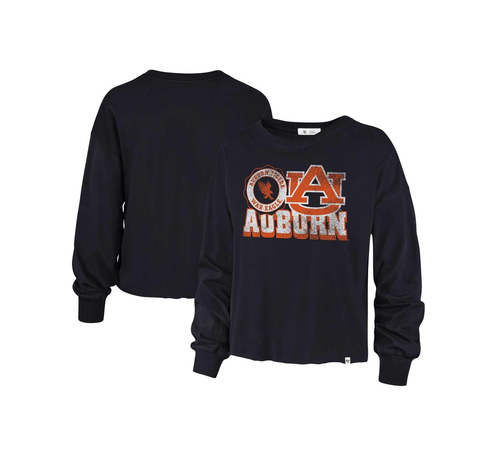 Women's '47 Brand Navy Distressed Auburn Tigers Bottom Line Parkway Long Sleeve T-shirt