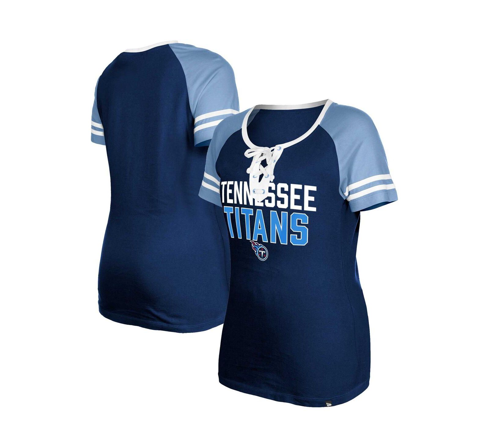 New Era Женская футболка Raglan Lace-Up в цветах Tennessee Titans, темно-синяя