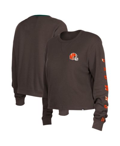 Женская укороченная футболка New Era Brown Cleveland Browns Thermal Crop Long Sleeve