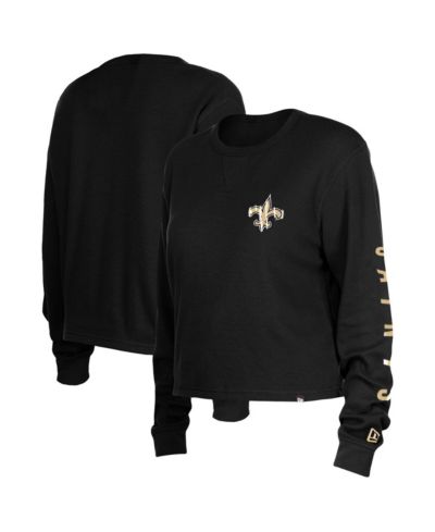 Women's New Era Black New Orleans Saints Thermal Crop Long Sleeve T-shirt