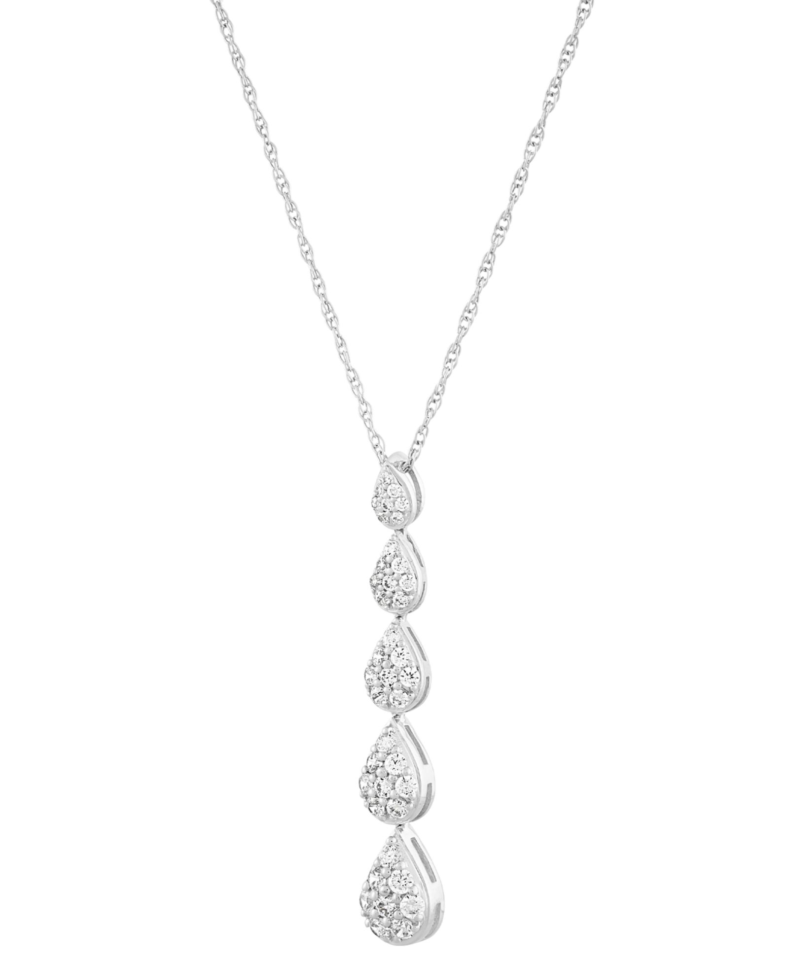Forever Grown Diamonds подвеска-кулон с бриллиантами Lab Grown Pear Cluster в стерлинговом серебре, 16" + 2" удлинитель