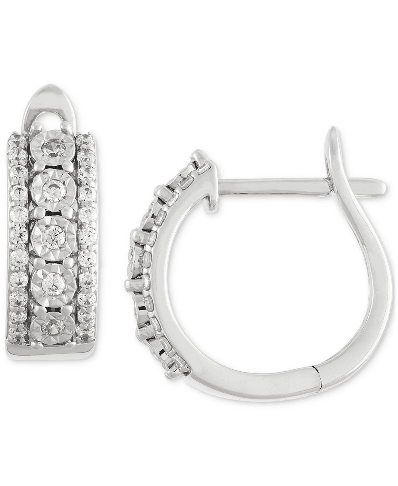 Forever Grown Diamonds Серьги-кольца Lab Grown Diamond Huggie в стерлинговом серебре, 0.56"