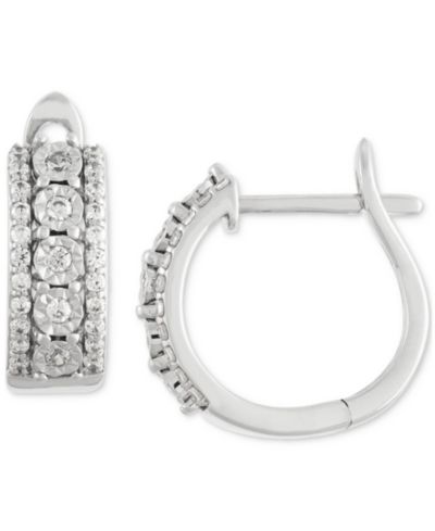 Forever Grown Diamonds Серьги-кольца Lab Grown Diamond Huggie в стерлинговом серебре, 0.56"