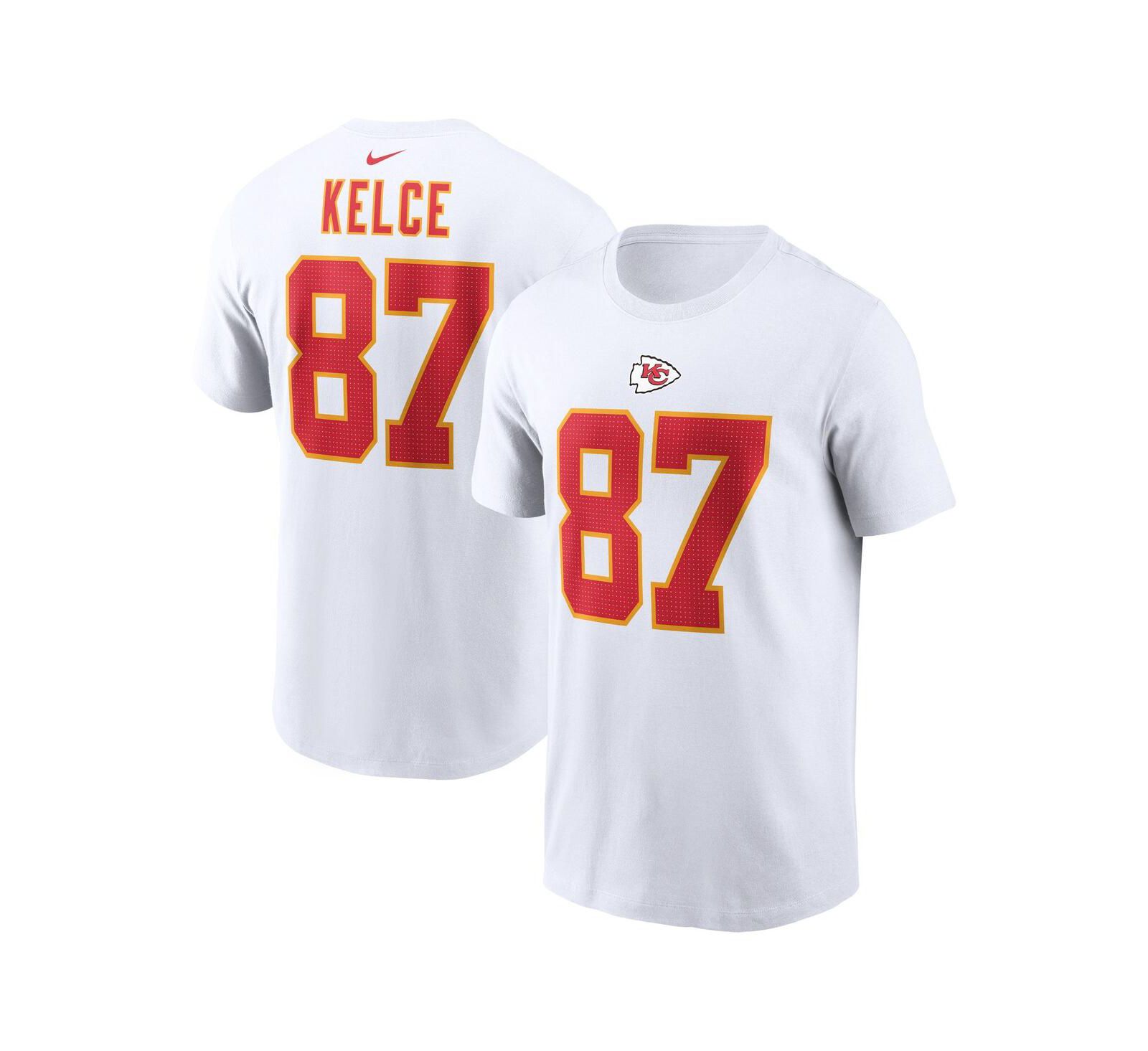 Men's Nike Travis Kelce White Kansas City Chiefs Player Name and Number T-shirt