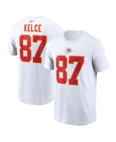 Мужская футболка Nike Travis Kelce Kansas City Chiefs с именем и номером игрока, белый цвет