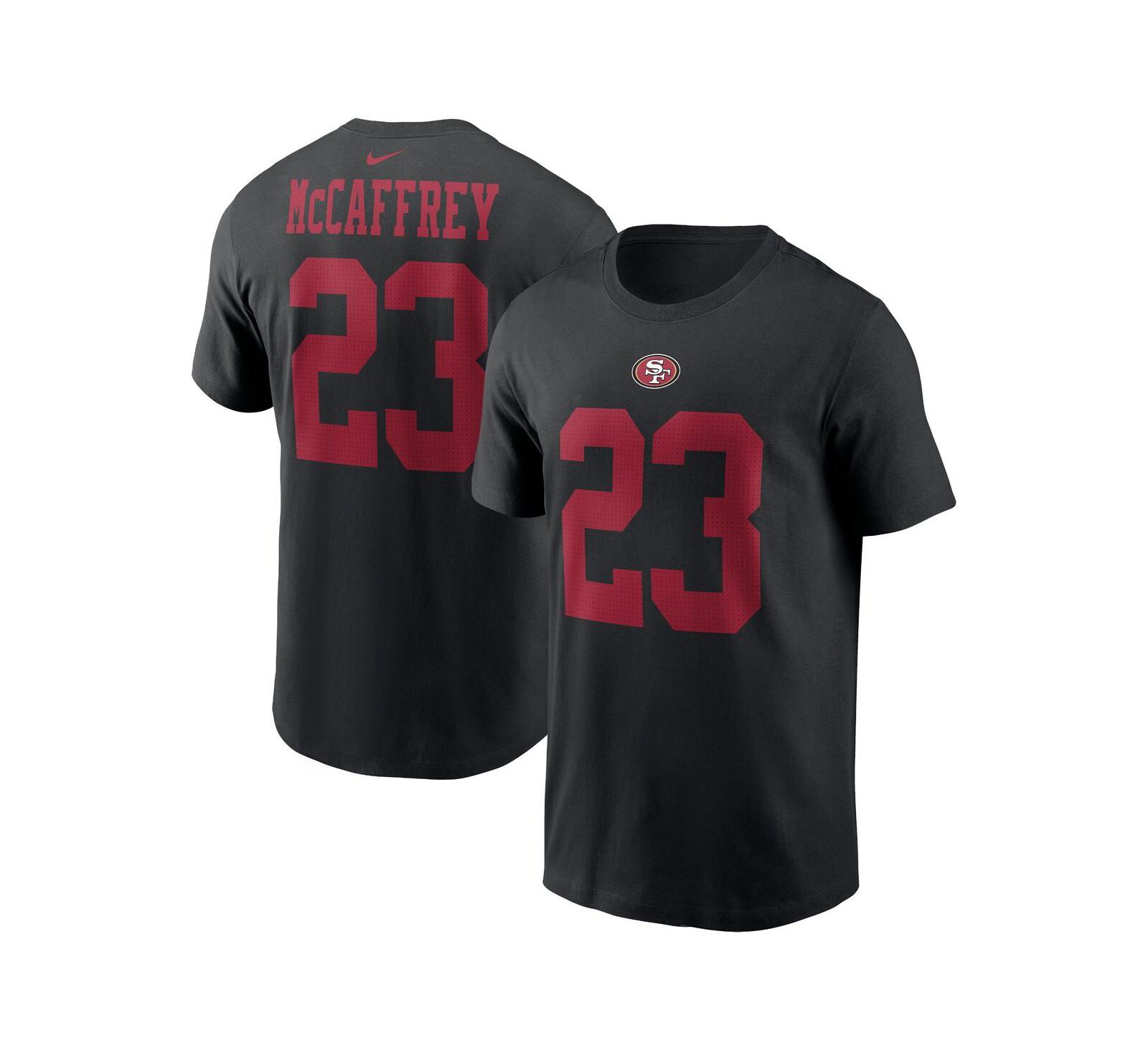 Men's Nike Christian McCaffrey Black San Francisco 49ers Player Name and Number T-shirt