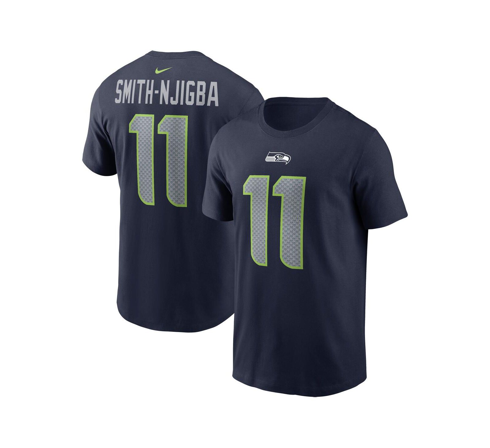 Men's Nike Jaxon Smith-Njigba Navy Seattle Seahawks 2023 NFL Draft First Round Pick Player Name and Number T-shirt