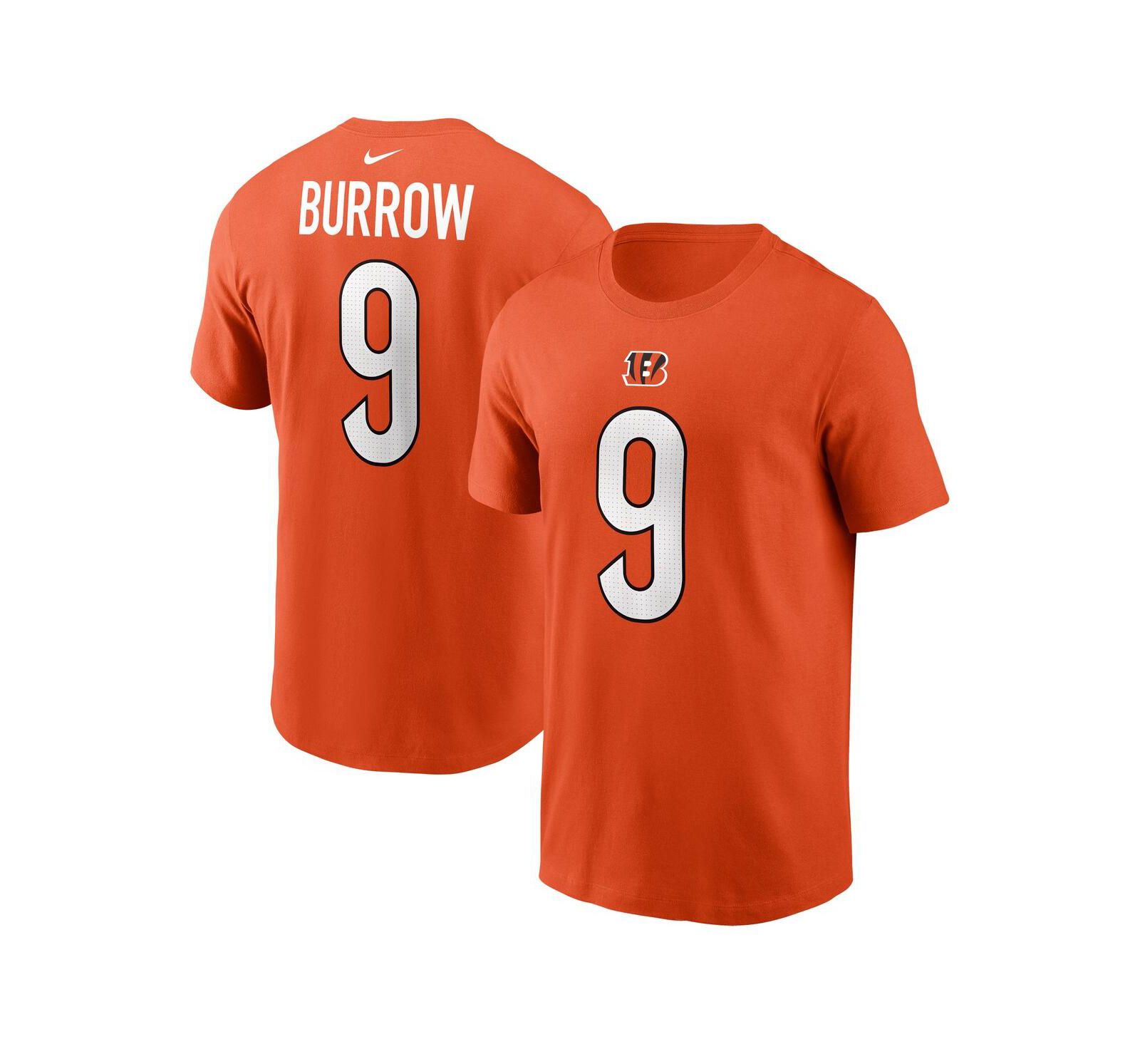 Men's Nike Joe Burrow Orange Cincinnati Bengals Player Name and Number T-shirt