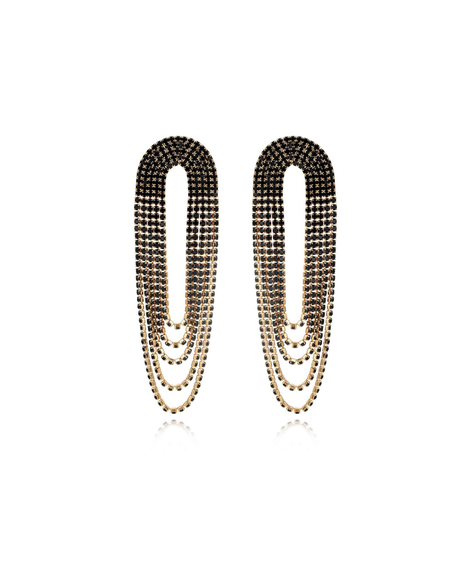 ETTIKA Glass Drape Fringe 18K Gold Plated Earrings