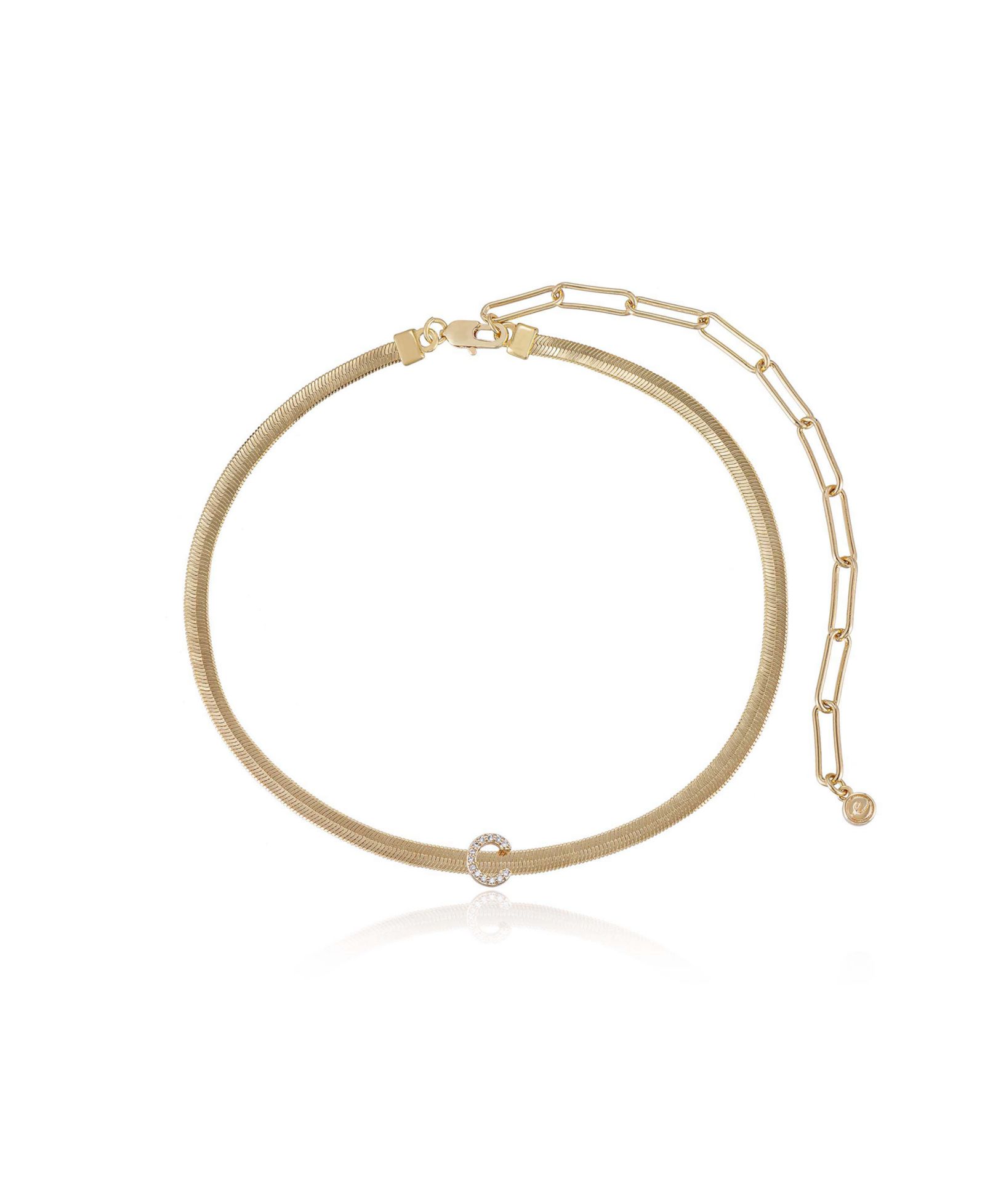 ETTIKA Initial Herringbone 18K Gold Plated Necklace