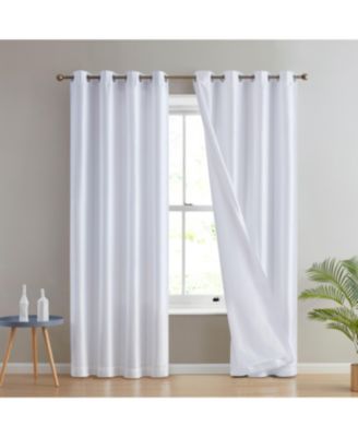 HLC.ME Jefferson Faux Silk Semi Sheer Light Filtering Microfiber Lined Grommet Lightweight Window Curtain Panels, Set of 2
