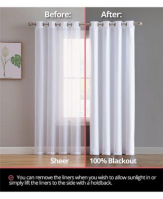 HLC.ME Thermal Insulated 100% out Curtain Liner Grommet Panels - Total Darkness & Privacy, Energy Efficient, Noise Reducing - with 16 Rings