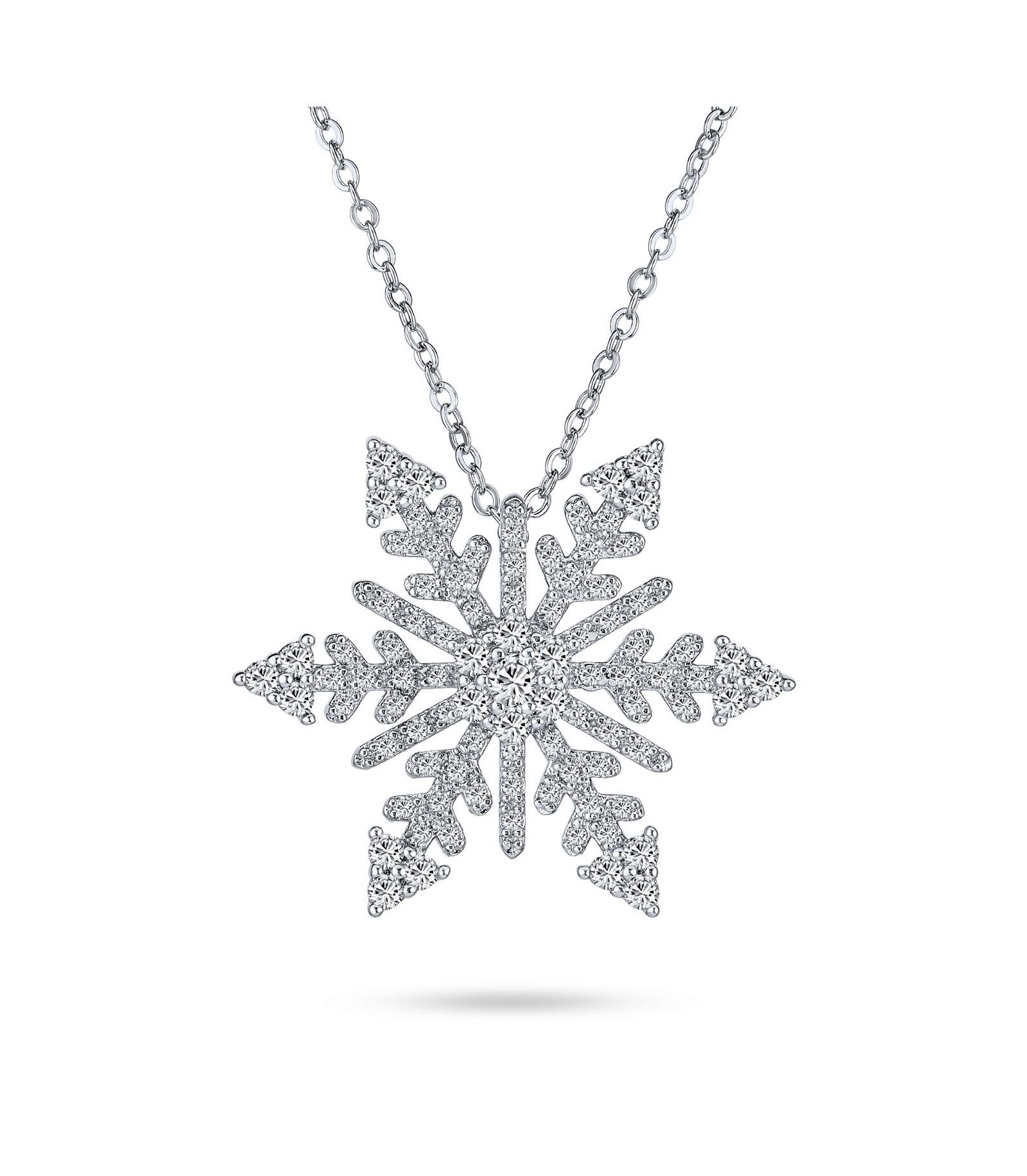 Bling Jewelry подвеска-снежинка на цепочке с родиевым покрытием