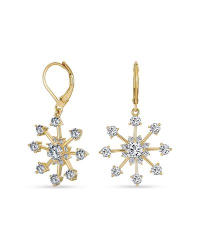 Bling Jewelry рождественские серьги-подвески со снежинкой из кубического циркония для золотого напыления на латуни