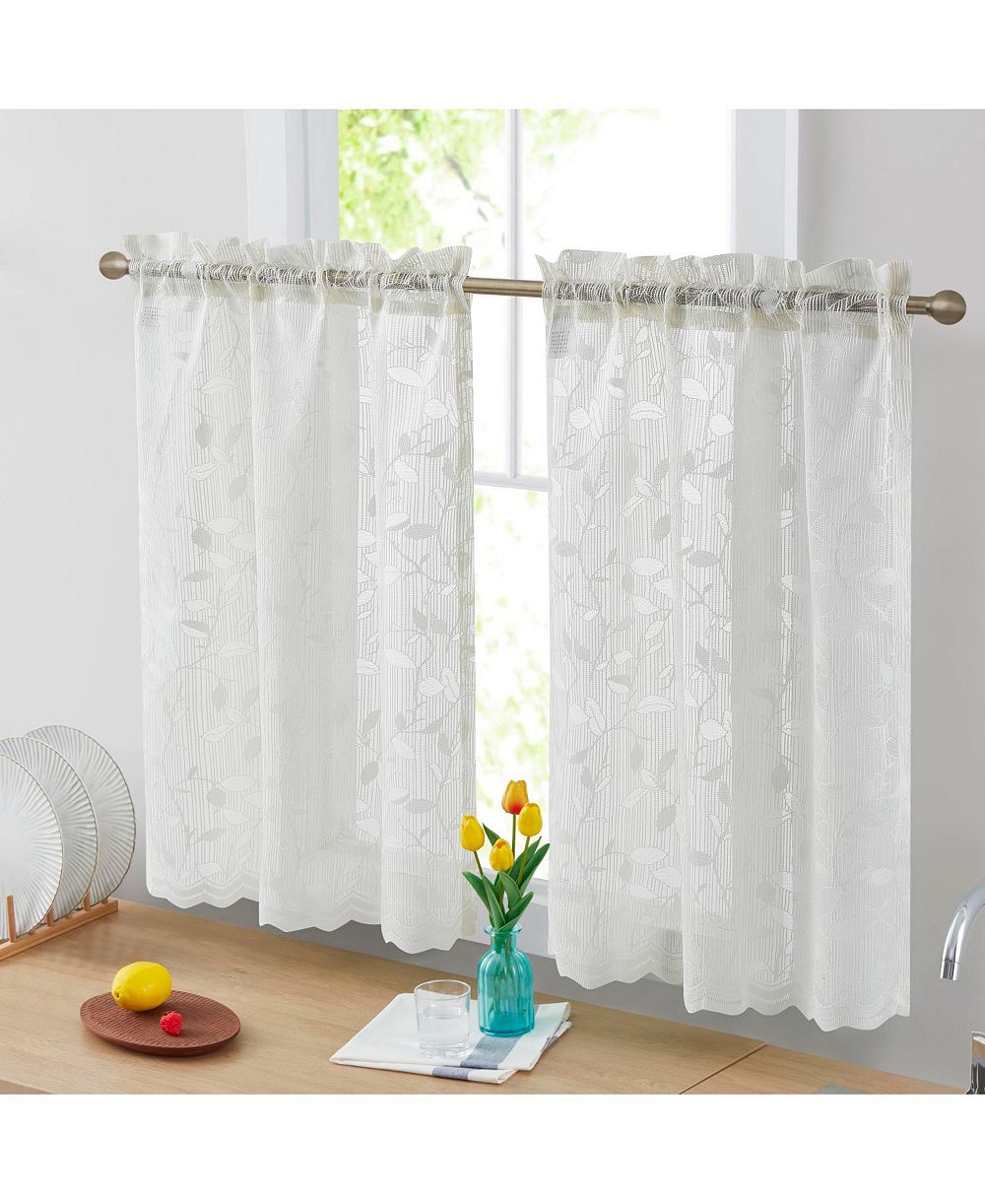 HLC.ME Занавески для кухни и ванной Joyce Lace Sheer, 30 W x 36 L Inch (Pair)
