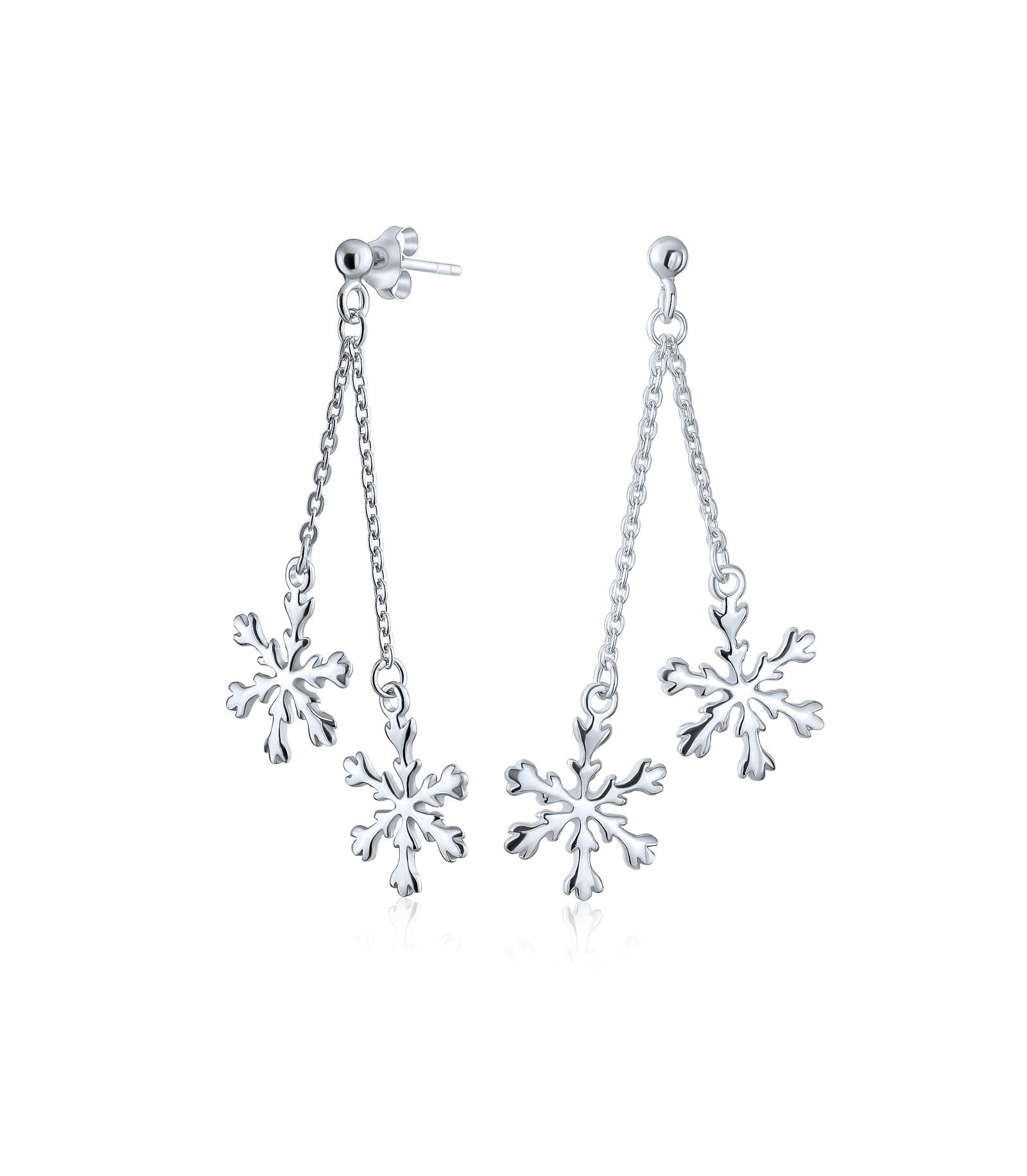 Серьги-подвески Bling Jewelry Christmas Snowflake.925 Sterling Silver