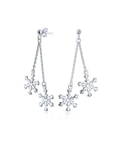 Серьги-подвески Bling Jewelry Christmas Snowflake.925 Sterling Silver