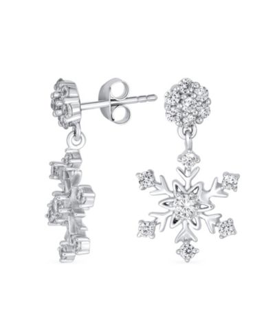 Серьги-подвески Bling Jewelry, рождественские, кубический цирконий, Rhodium Plated