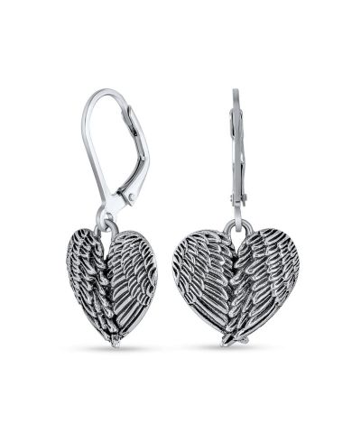 Bling Jewelry Серьги-подвески с крыльями ангела и жемчугом, Sterling Silver