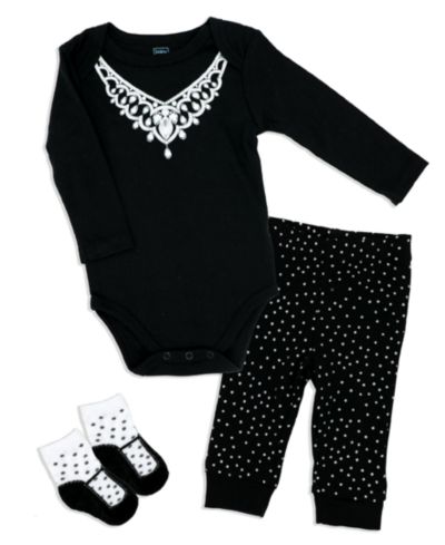 Комплект Baby Mode Baby Girls Diamond Necklace Bodysuit, Pants and Socks 3 Piece Set