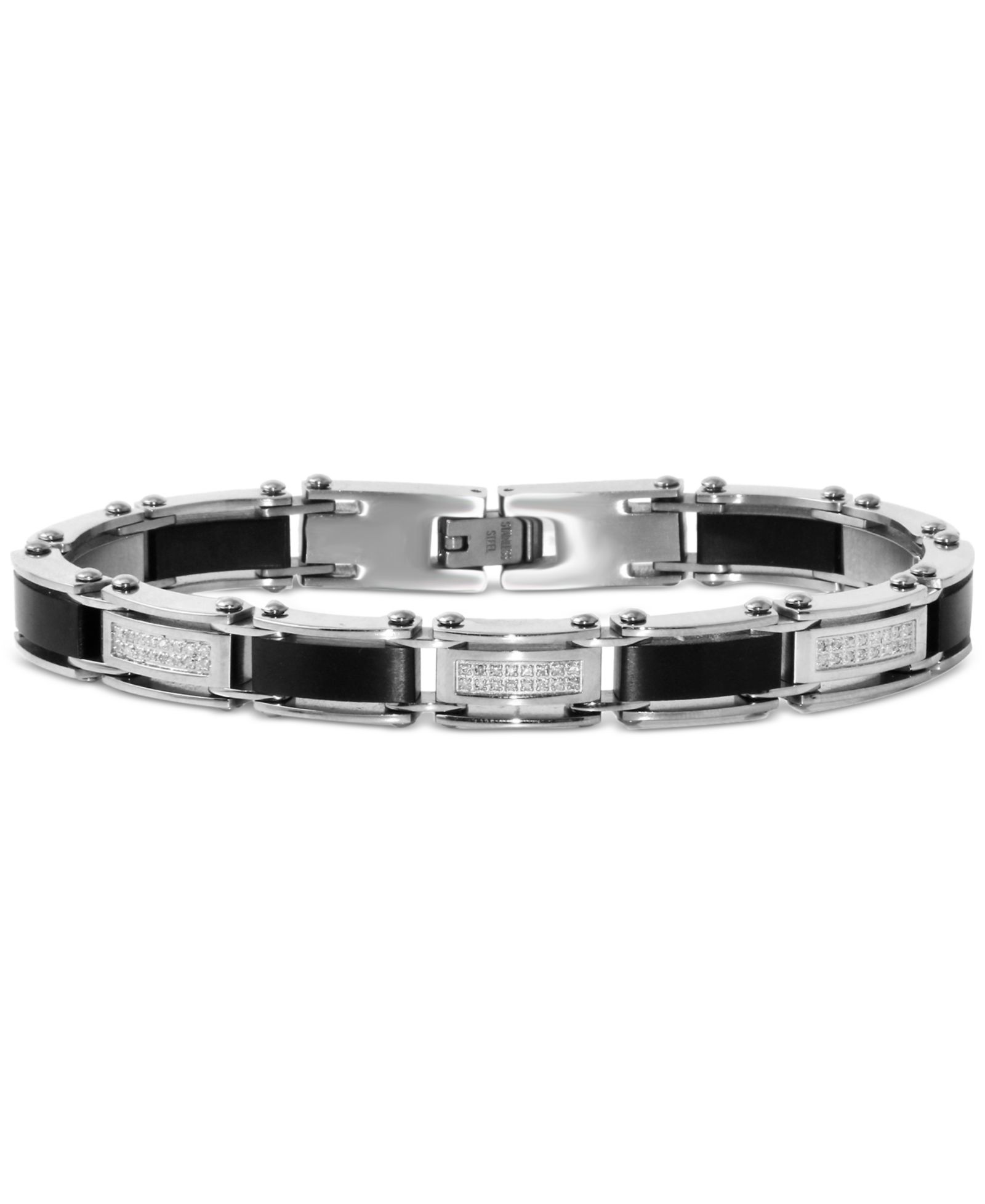 Браслет Men's Diamond Link, Stainless Steel & Black Ion-Plate