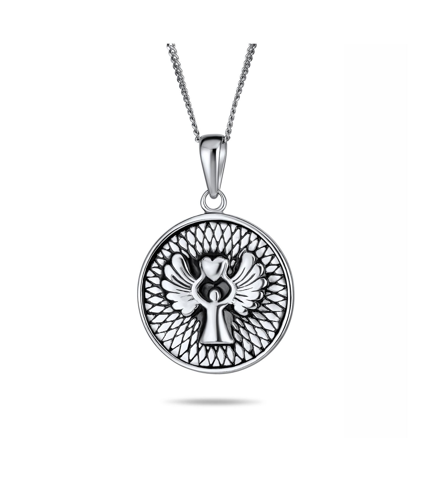 Bling Jewelry Кулон-медальон с молитвой Guardian Angel из стерлингового серебра