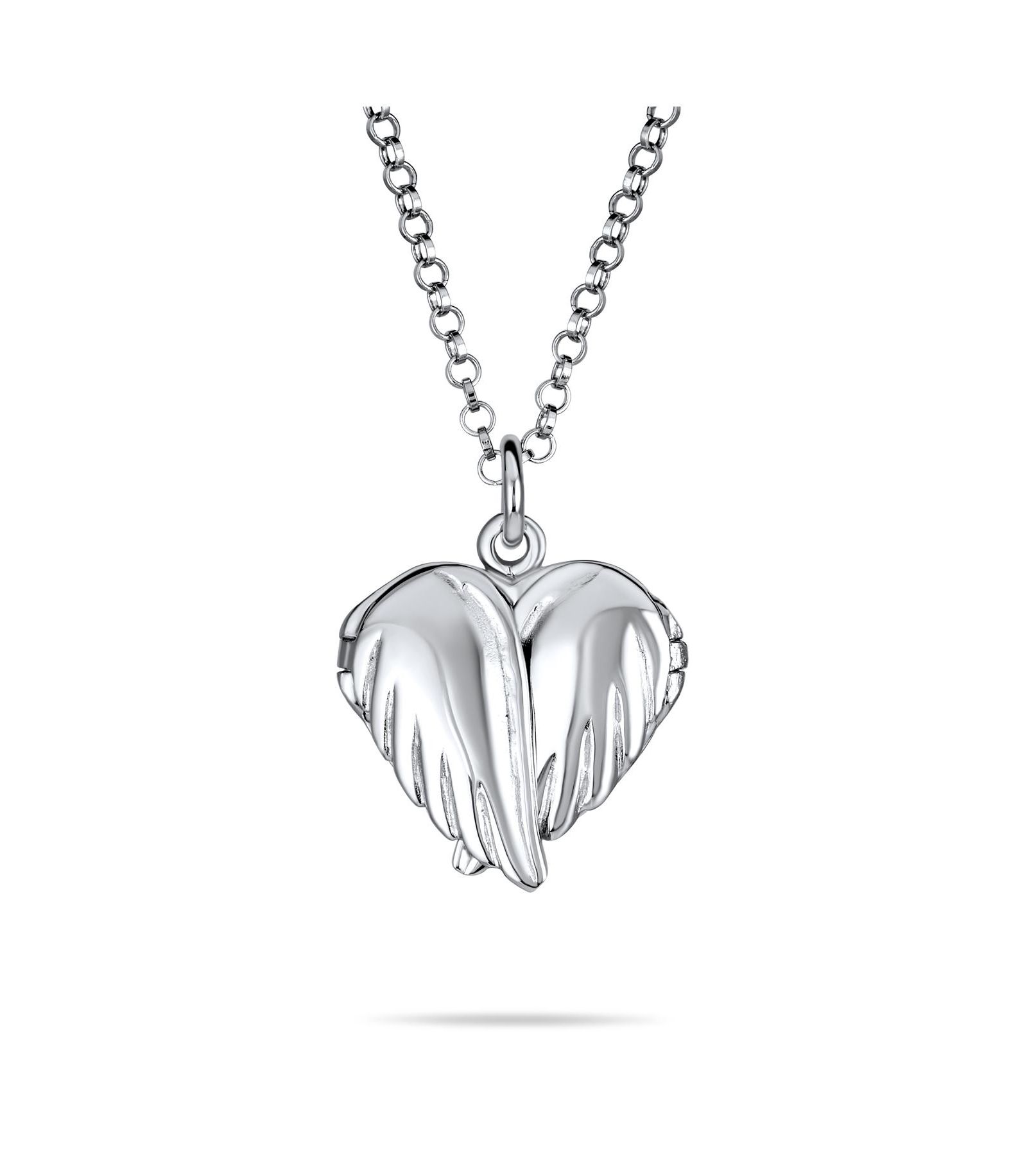 Серебряный кулон-подвеска Bling Jewelry с крыльями ангела и сердцем