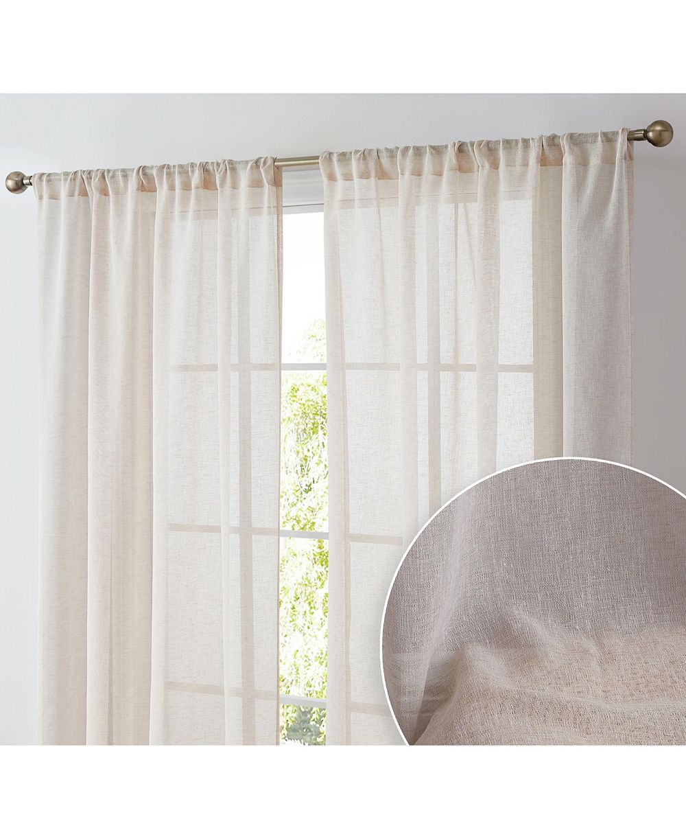 Набор из 2 штор HLC.me Penelope Faux Linen Textured Semi Sheer Window Panels