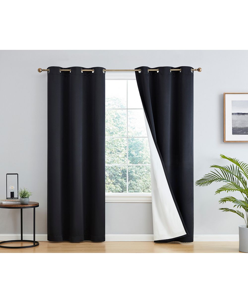 HLC.ME Dakota 100% Complete out Lined Drapery with Double Layer Thermal Insulated Energy Efficient Window Curtain Grommet Panels, Set of 2