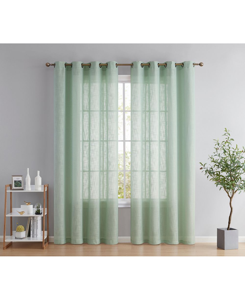 HLC.me шторы Abbey Faux Linen Textured Semi Sheer, 2 Panels