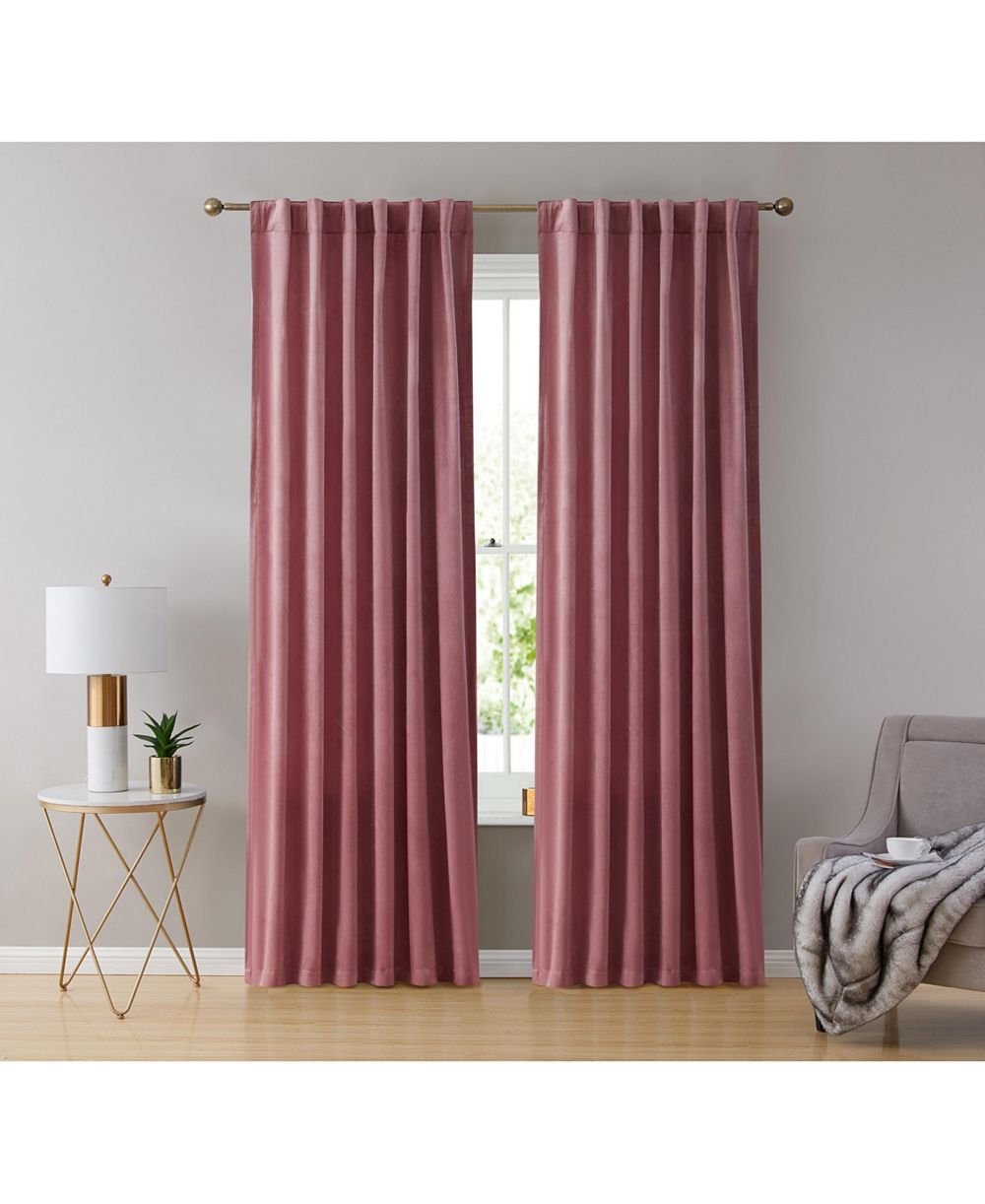 HLC.me Set of 2 Lopez Velvet Premium Soft Light Filtering Back Tab Rod Pocket Window Treatment Curtain Panels