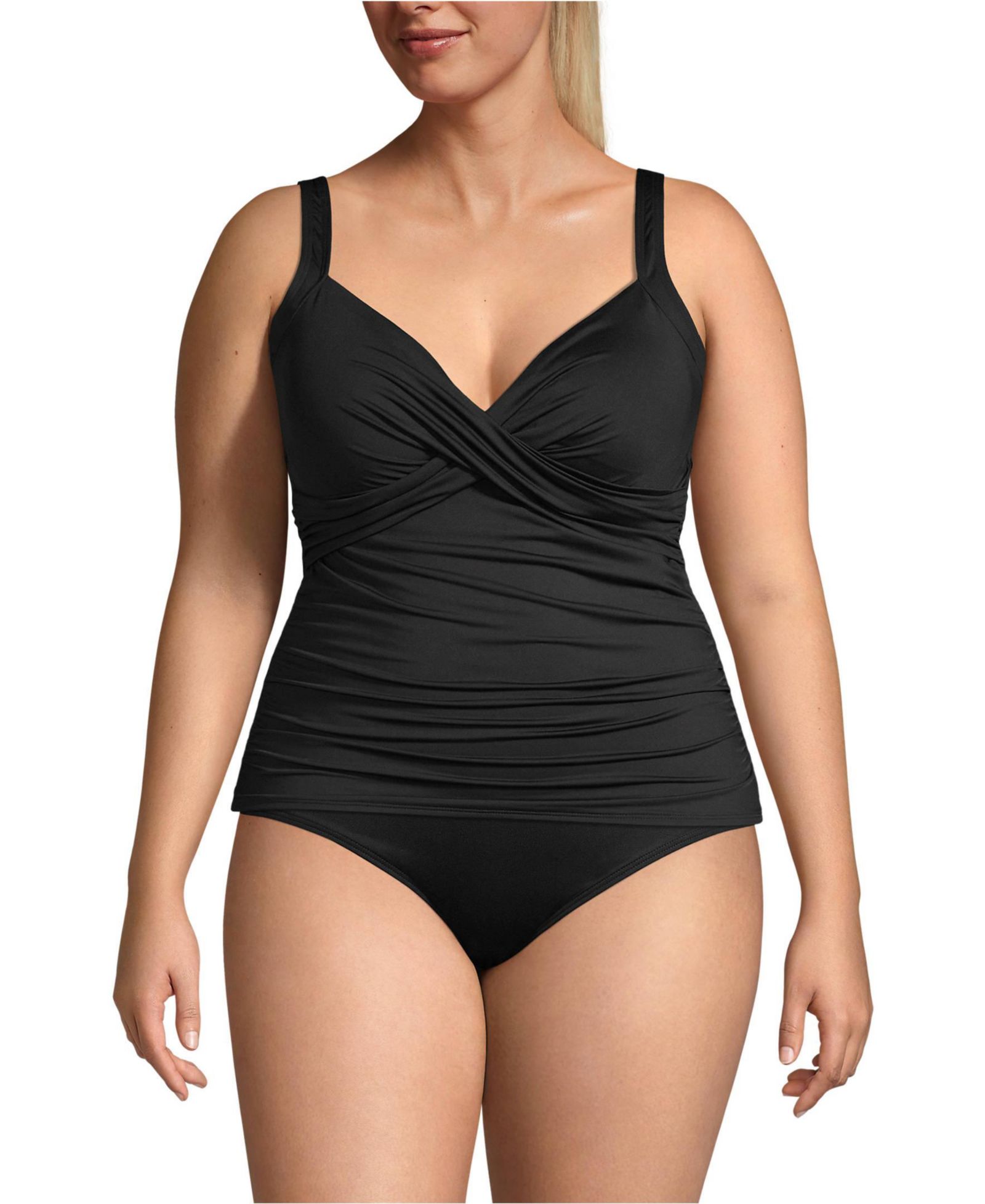 Lands' End Plus Size топ-танкини Sweetheart Wrap с косточками