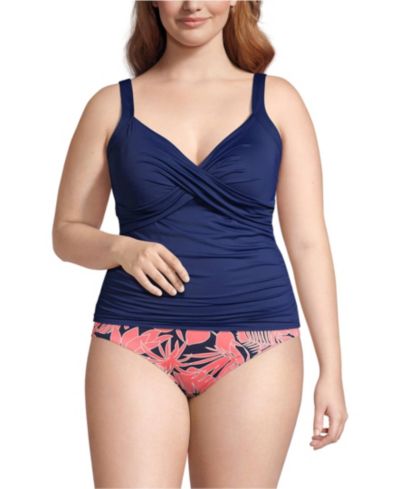 Lands' End Plus Size топ-танкини Sweetheart Wrap с косточками