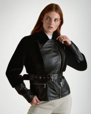 Furniq UK Women's Belted Biker Jacket