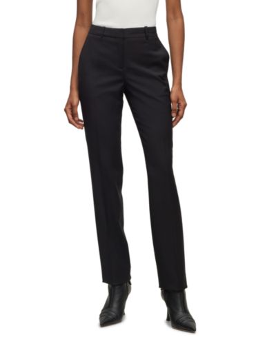 BOSS by Hugo Boss Women's Wool Regular-Fit High-Rise Pants