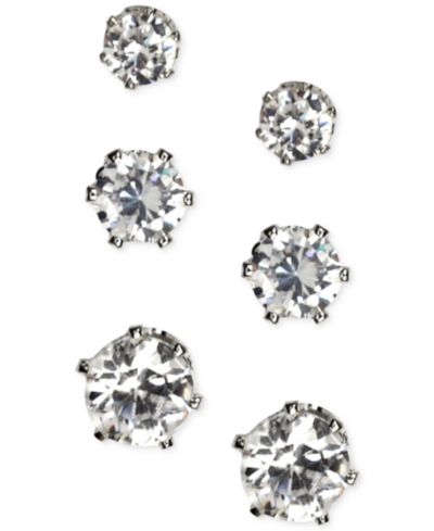 Anne Klein набор серебристых серег-гвоздик с Glass Stone