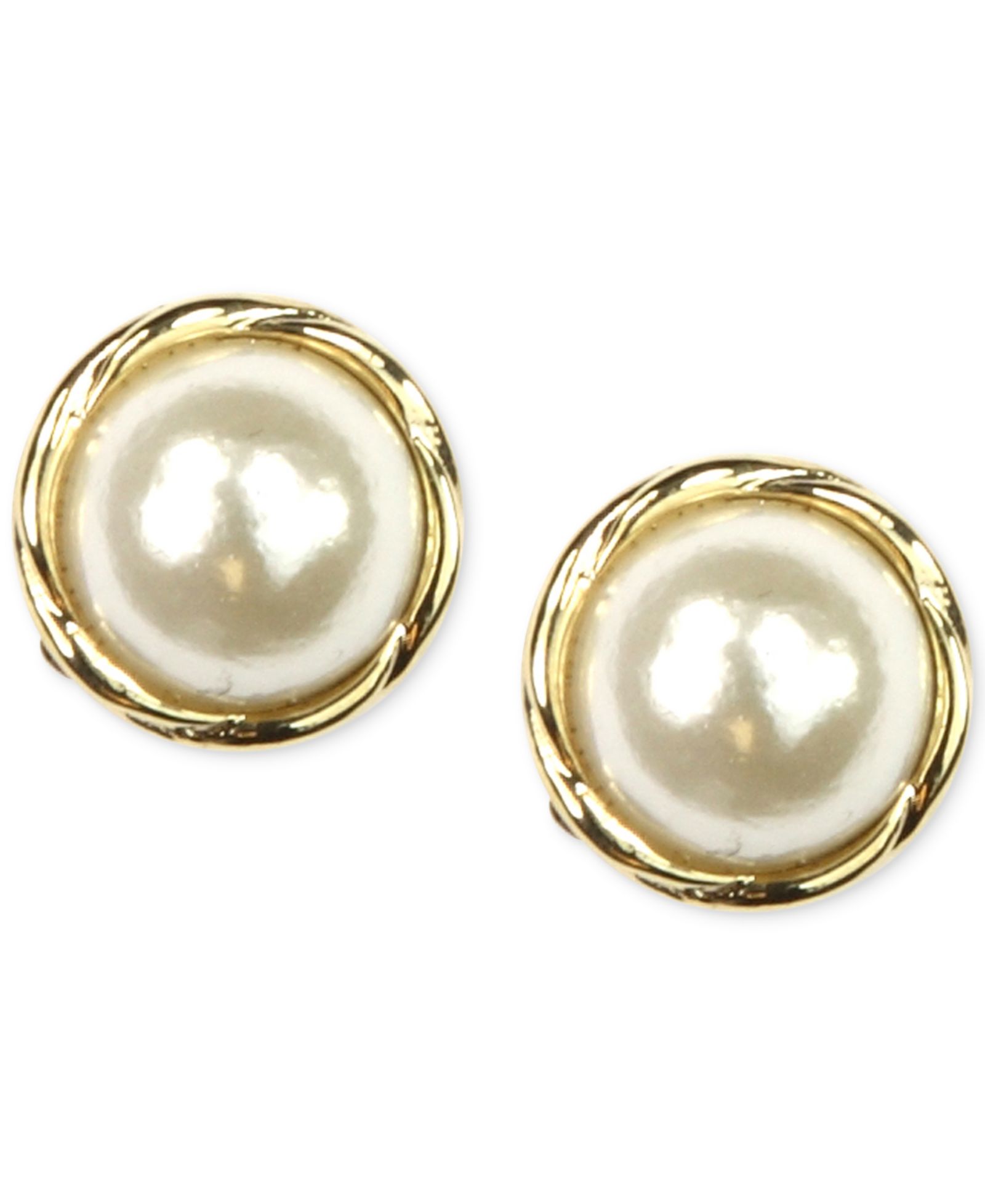 Anne Klein серьги-гвоздики с золотистым стеклянным жемчугом и закруткой