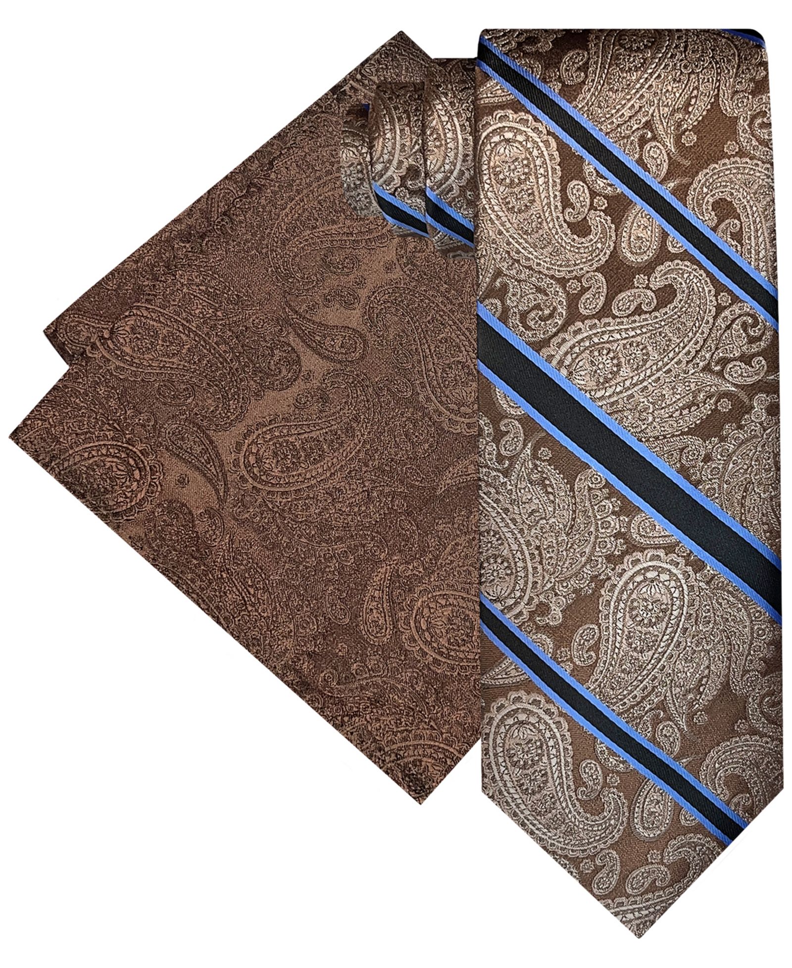 Steve Harvey Men's Stripe Paisley Tie & Pocket Square Set
