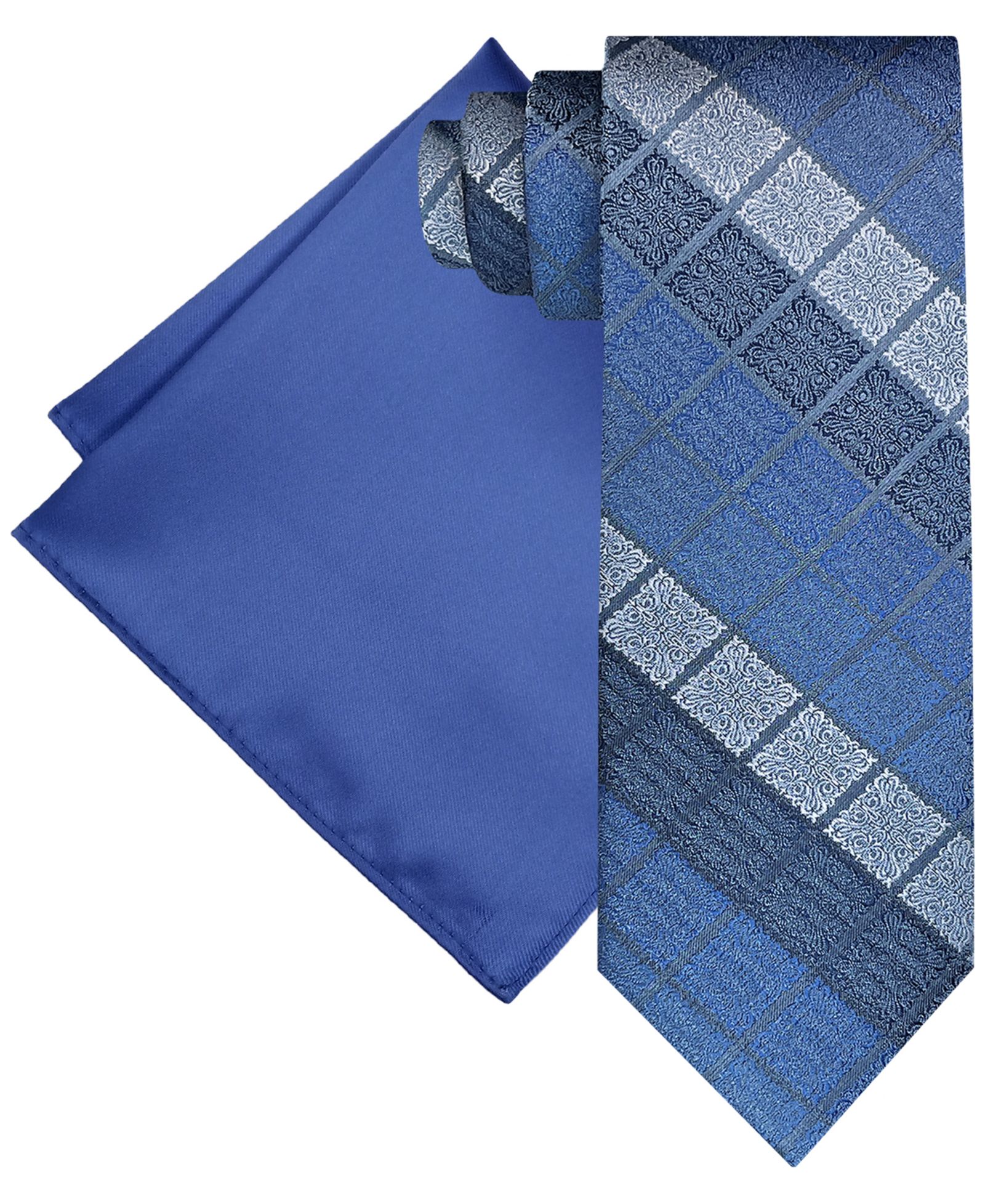 Steve Harvey Мужской Ornate Block Tie & Solid Pocket Square Set