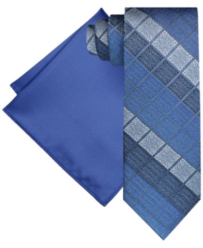 Steve Harvey Мужской Ornate Block Tie & Solid Pocket Square Set
