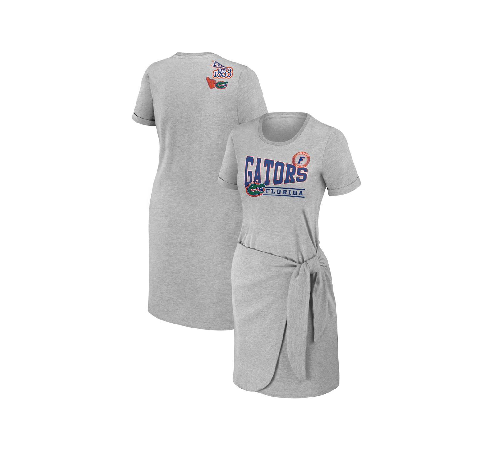 Женское платье-футболка WEAR by Erin Andrews Heather Gray Florida Gators с узлом