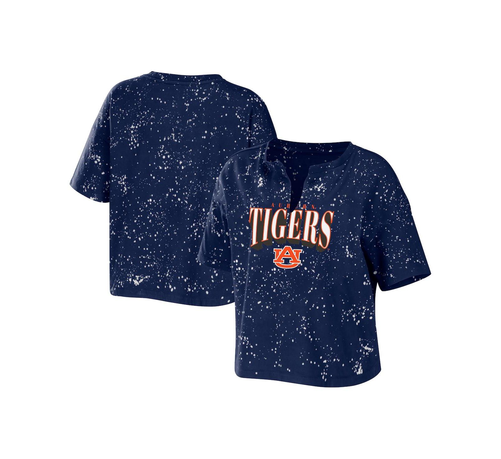 Женская футболка WEAR by Erin Andrews Auburn Tigers, укороченная, с выцветшим эффектом, цвет Navy