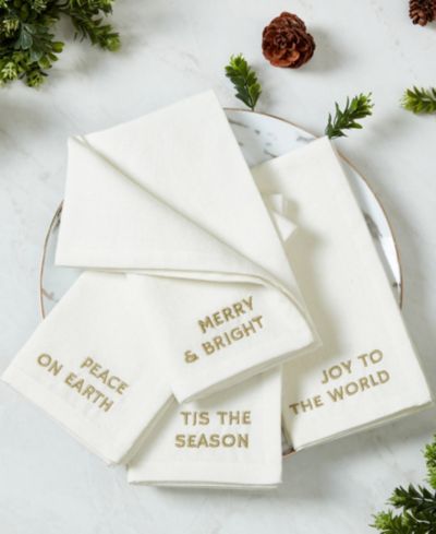 Вышитые салфетки Elrene Joyful Sentiment, набор из 4 шт., 17" x 17"