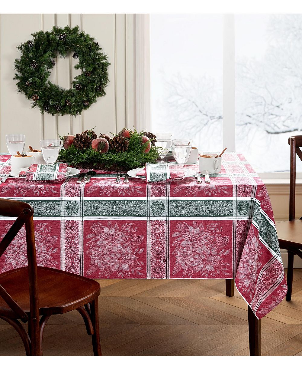 Скатерть Elrene Poinsettia Plaid Jacquard 52" x 70"