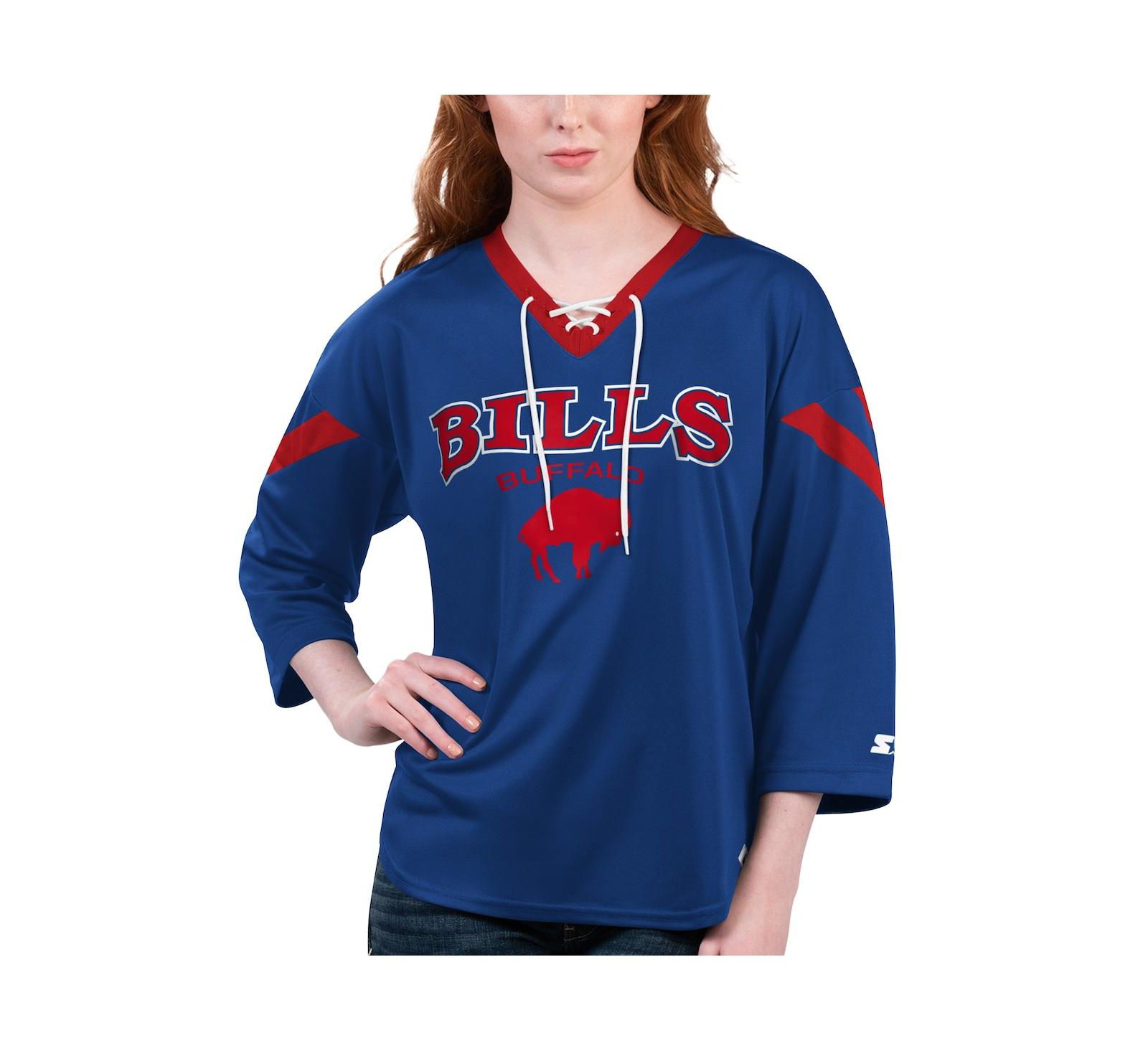 Женская футболка Starter Royal Buffalo Bills Rally Lace-Up 3/4 Sleeve
