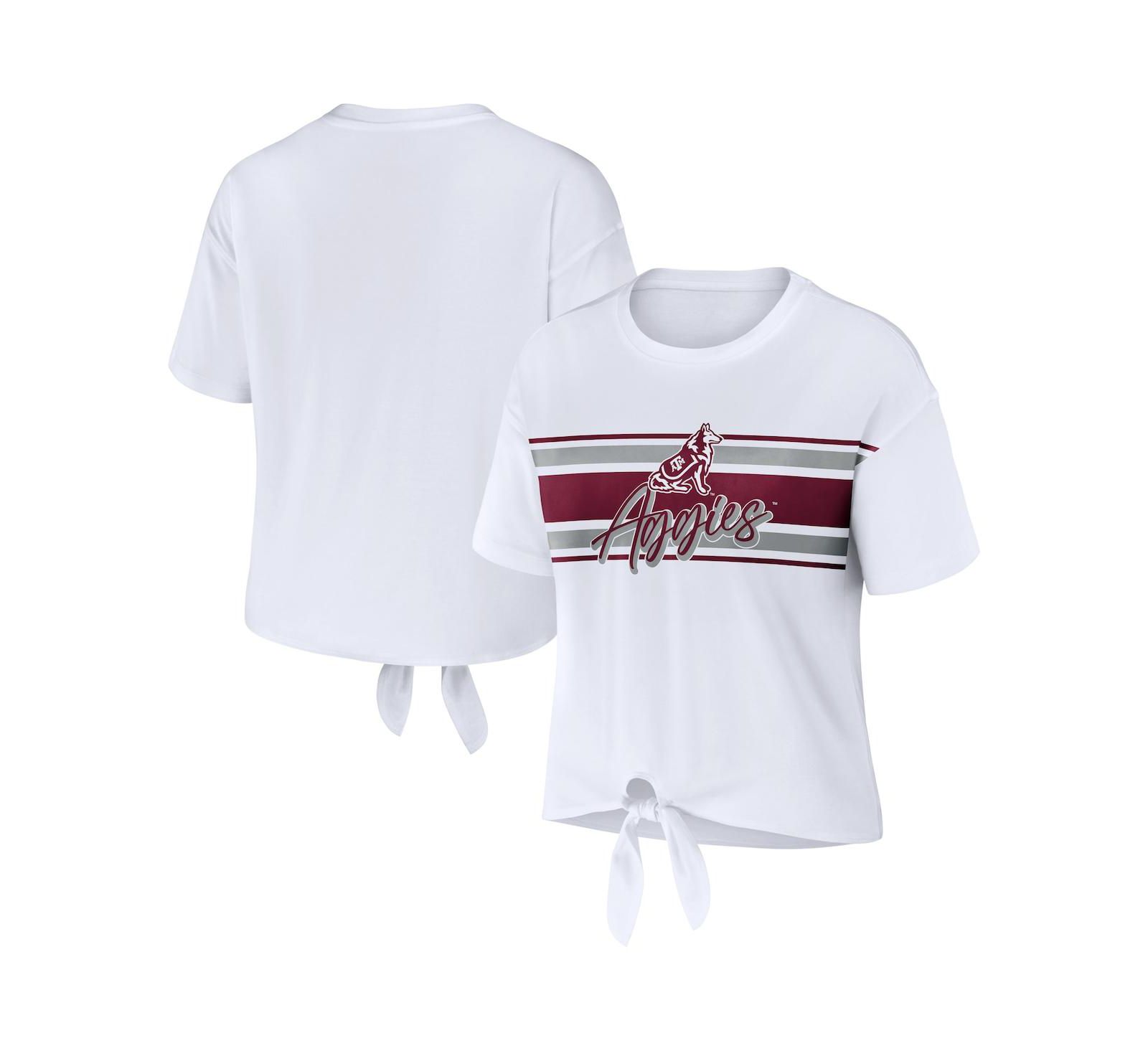 WEAR by Erin Andrews Женская укороченная футболка Texas A&M Aggies Striped Front Knot
