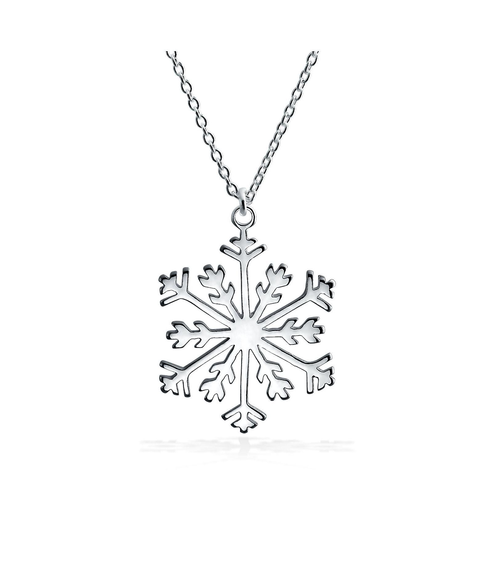 Bling Jewelry Classic Christmas Party Snowflake Pendant Necklace .925 Sterling Silver
