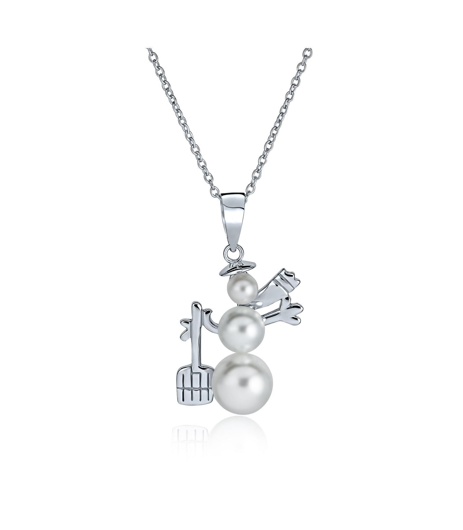 Подвеска-кулон Bling Jewelry с имитацией жемчуга и снеговиком