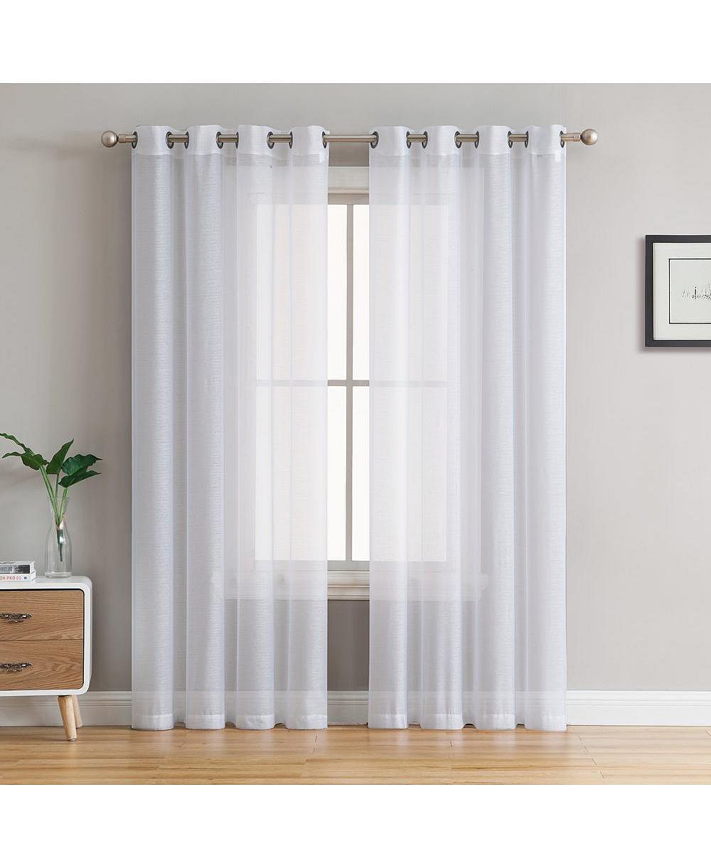 HLC.ME 2 Piece Semi Sheer Voile Light Filtering Window Curtain Grommet Panels for Bedroom & Living Room (70 W x 95 L Inch Long Per Panel, White)