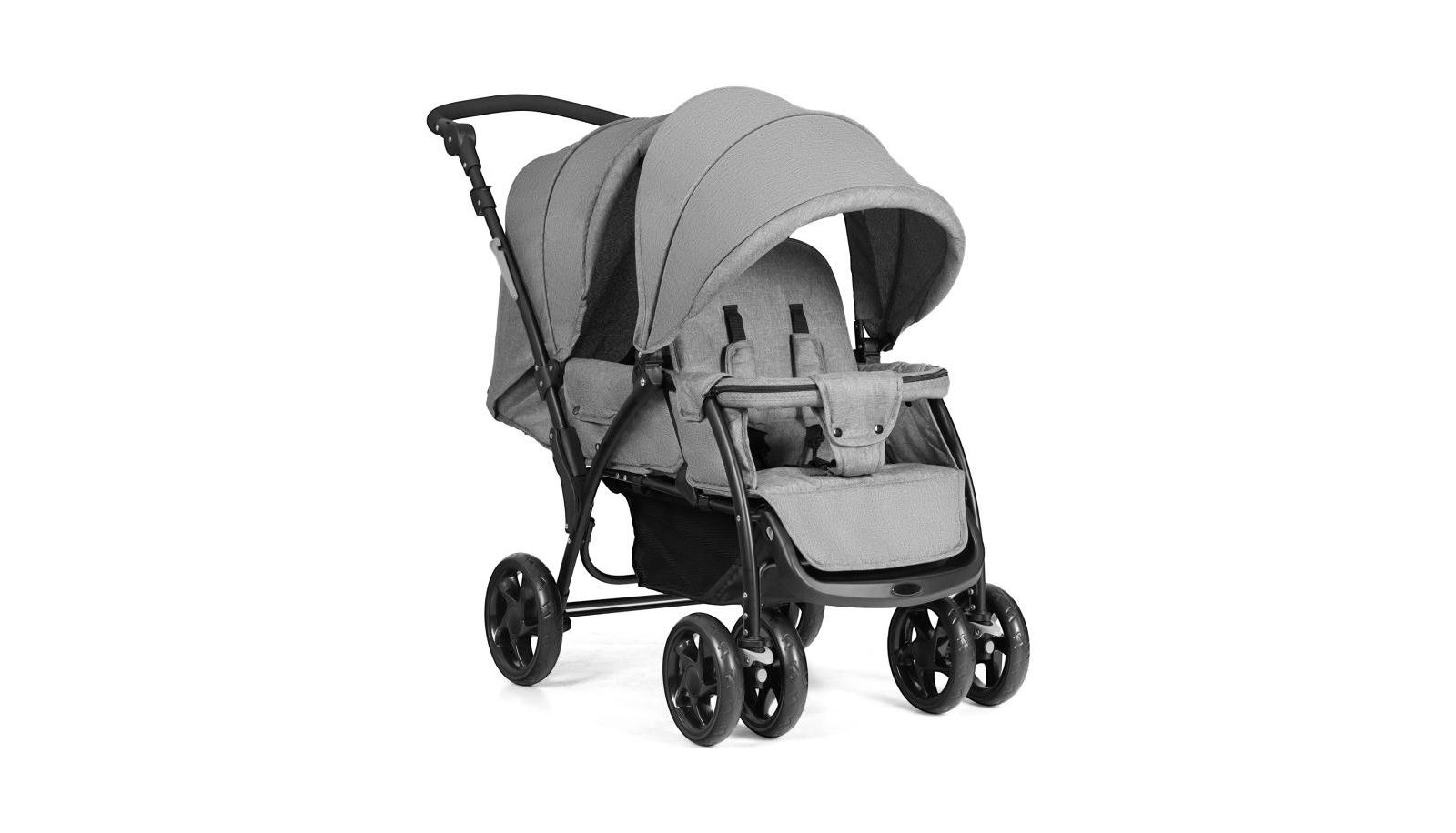 Slickblue Foldable Double Baby Stroller with Front Back Seats Lightweight Design